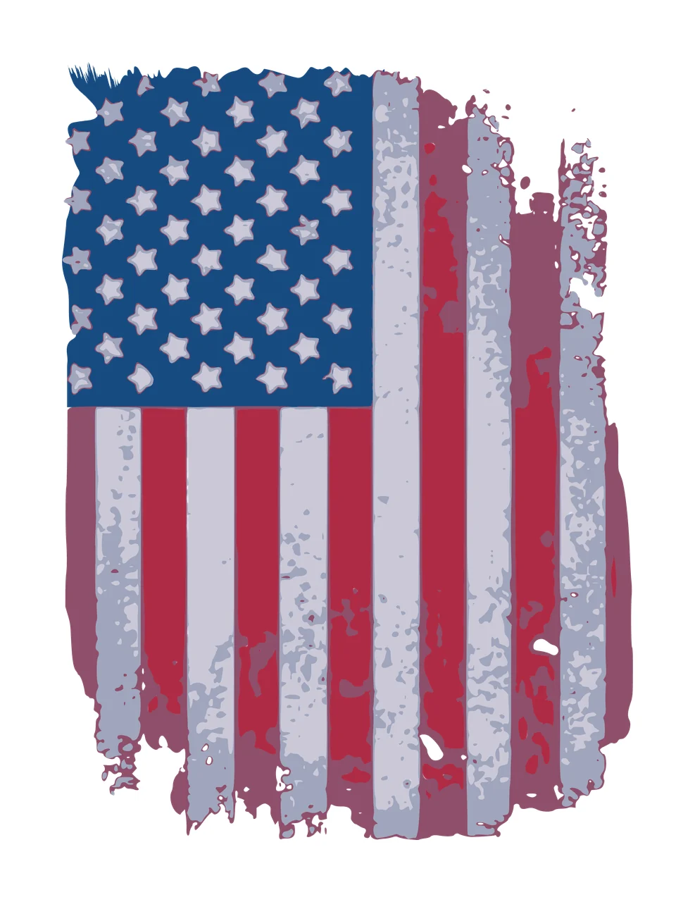 Flag Distressed Weathered Black Silhouette With Vertical Grunge