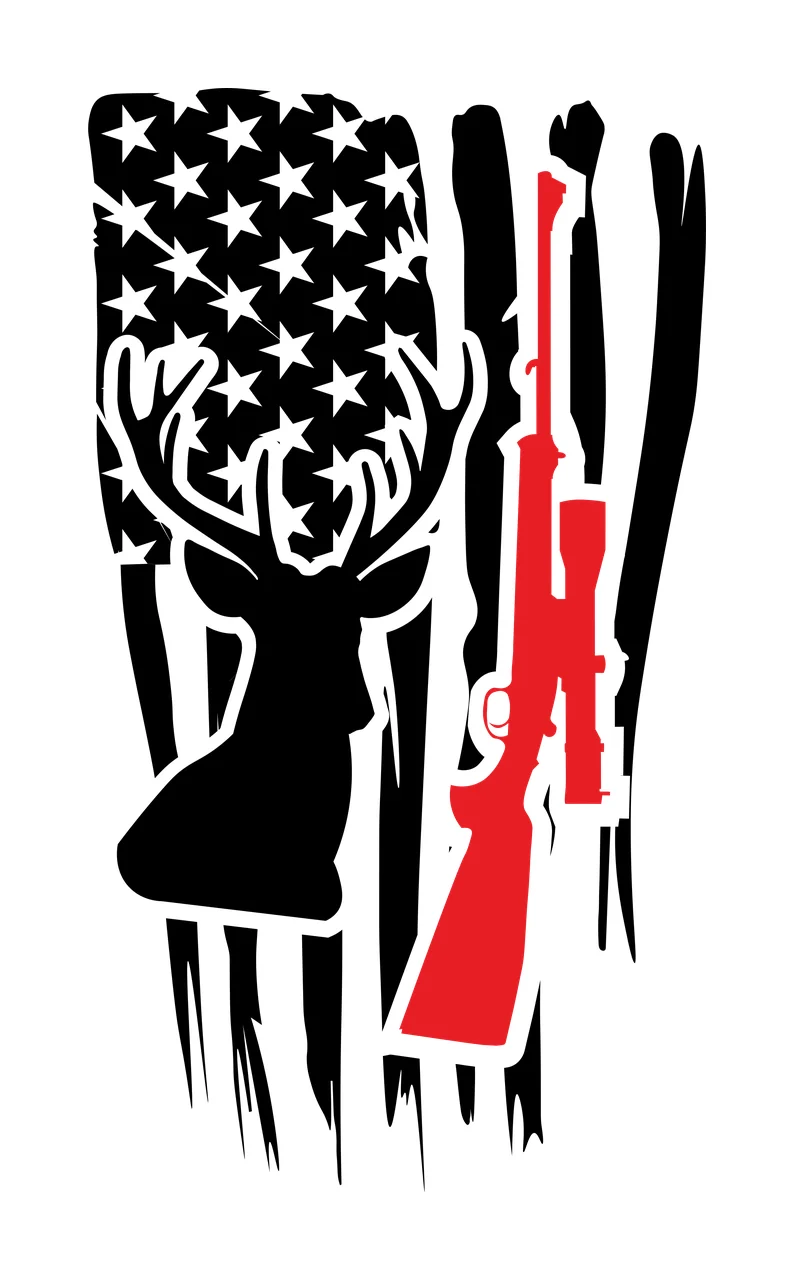 Hunting Deer Head And Rifle Flag Overlapping Graphic design
