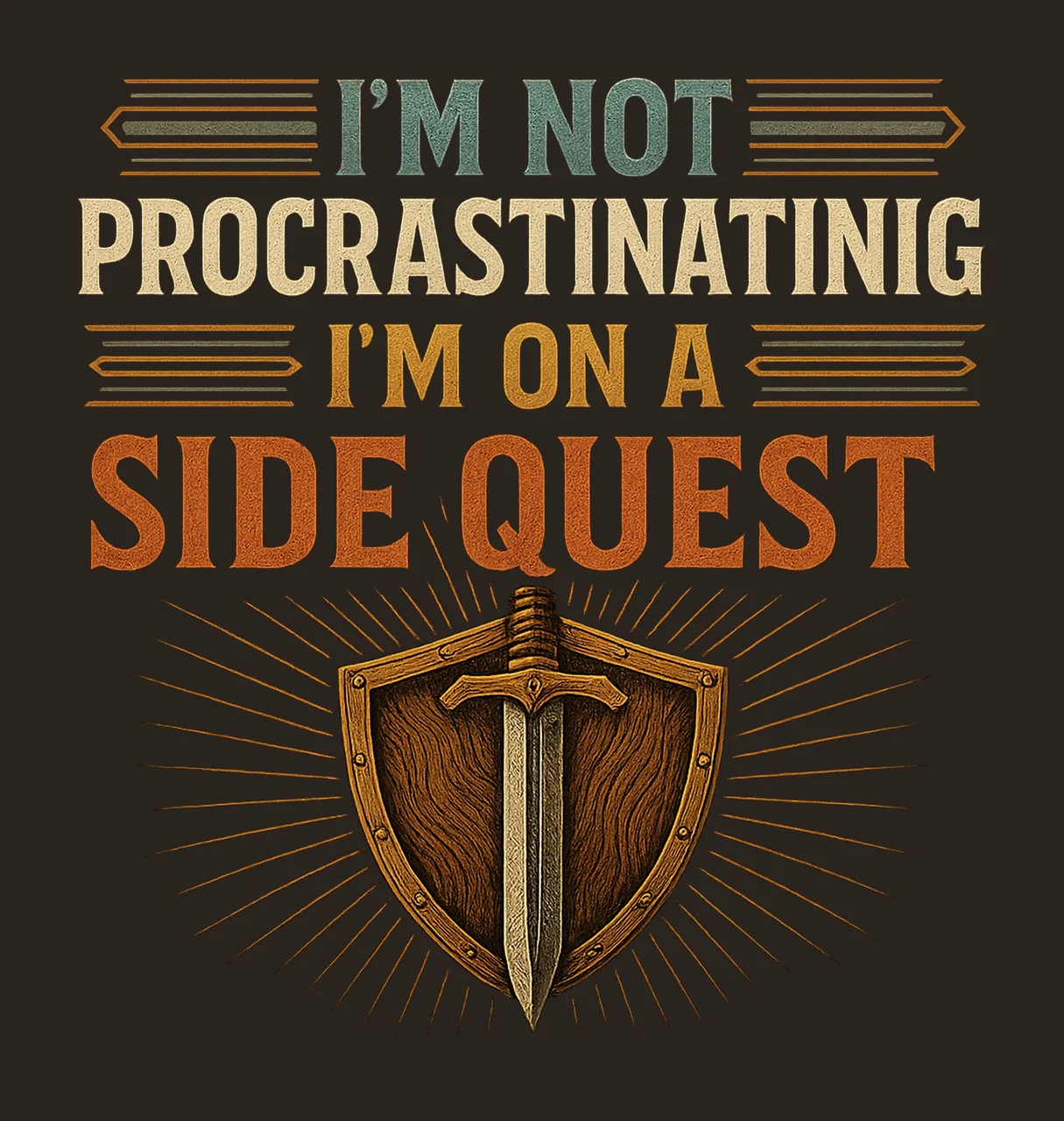 Im Not Procrastinating Im Doing Side Quests Gamer Retro contrast preview thumbnail