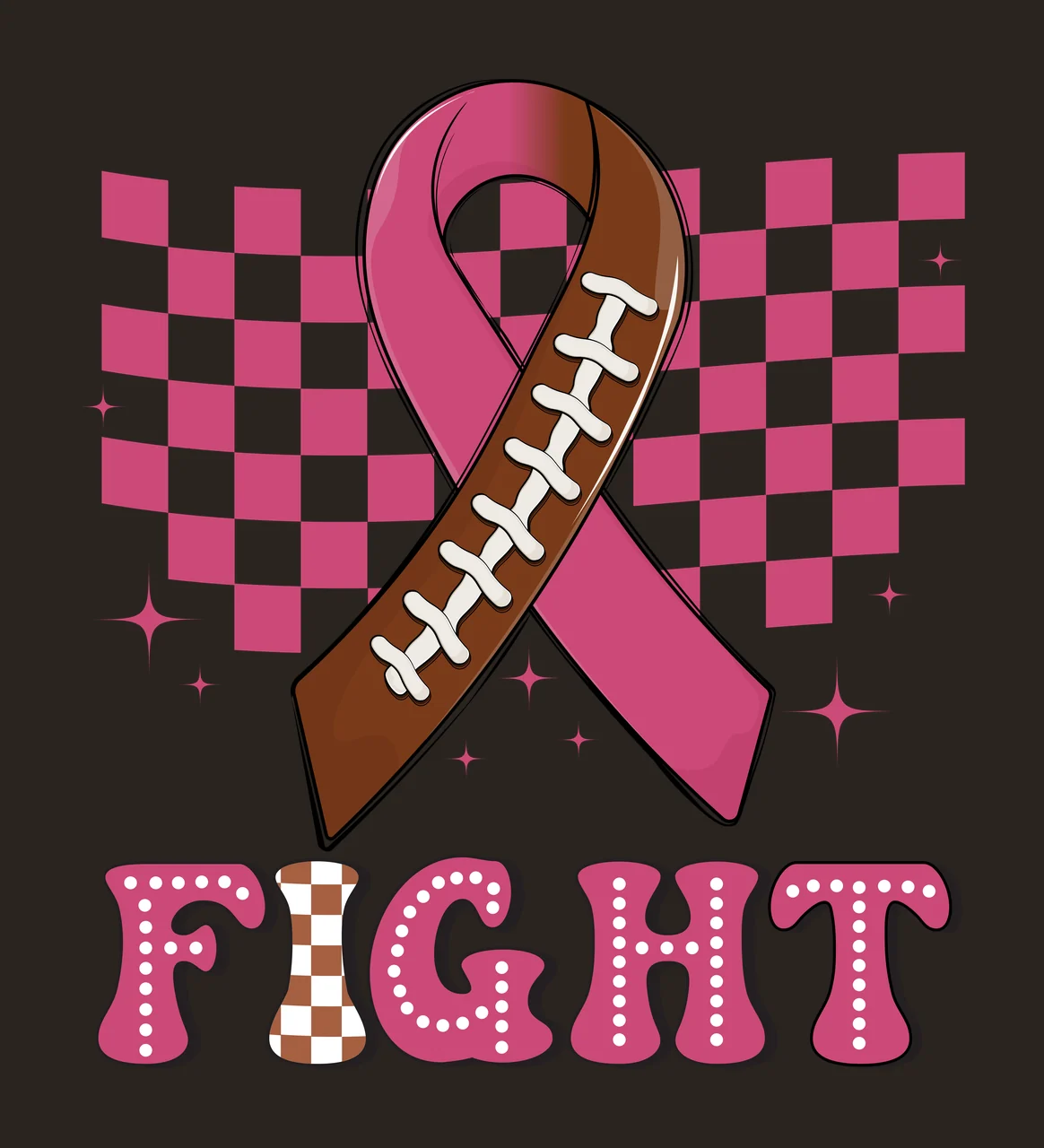 Fight Ribbon Checkerboard Graphic stars black white awareness contrast preview thumbnail