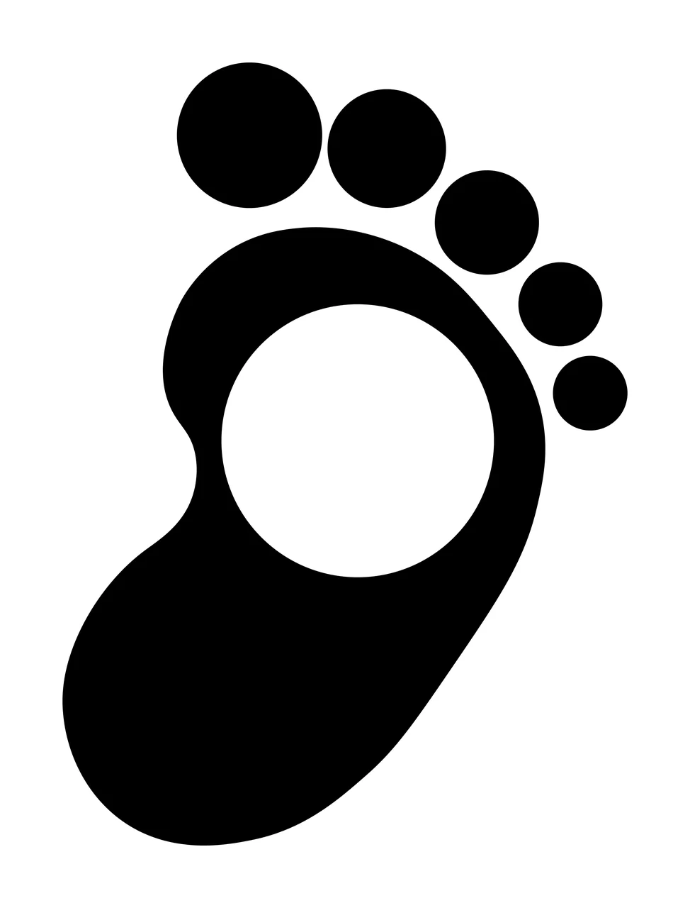 Black Footprint Icon With Hole circle flat white track minimalist
