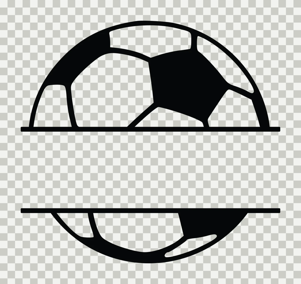 Soccer Ball Graphic With Wide Horizontal Space divided lines transparency and detail preview thumbnail