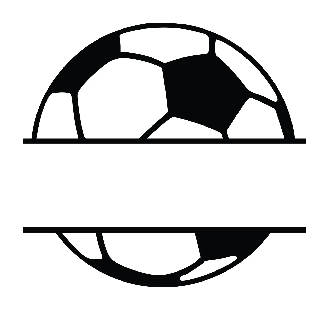 Soccer Ball Graphic With Wide Horizontal Space divided lines
