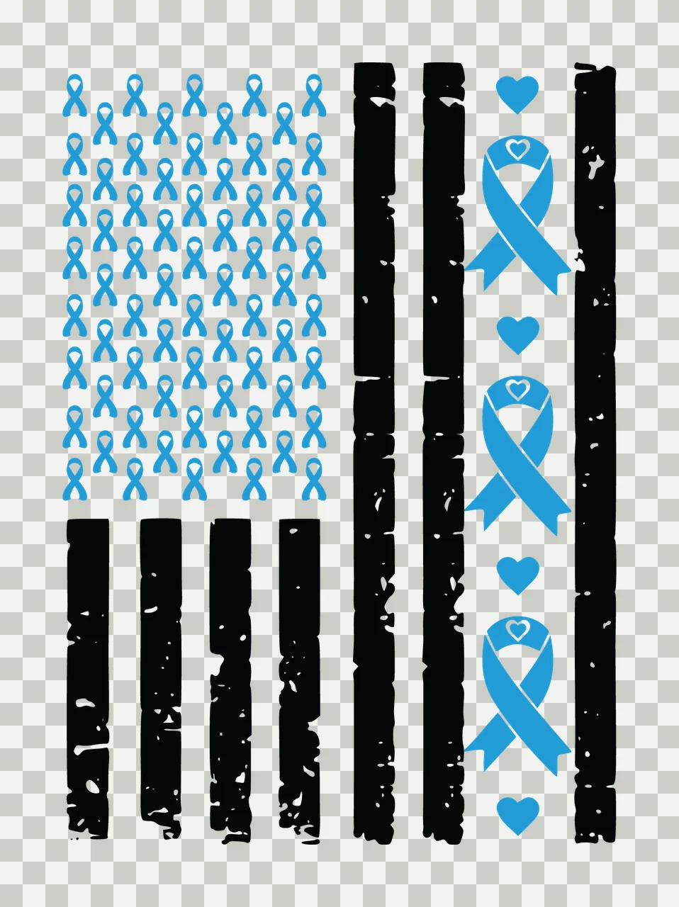 Ribbon Distressed Flag With Awareness Ribbons Pattern design transparency and detail preview thumbnail
