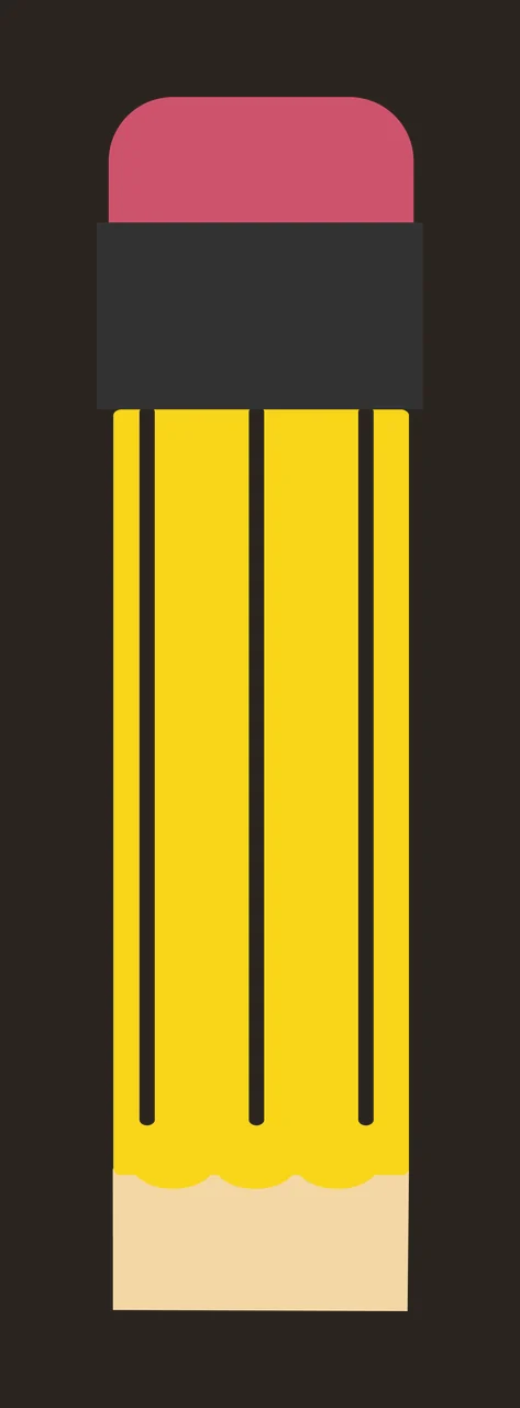 Pencil Illustration with eraser, ferrule, wood tip and highlights in yellow, pink and dark gray contrast preview thumbnail