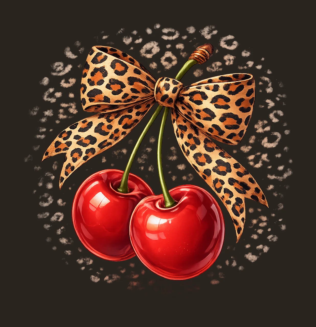 Cherry Cheetah Bow Coquette Valentine Design Cute Fruit contrast preview thumbnail