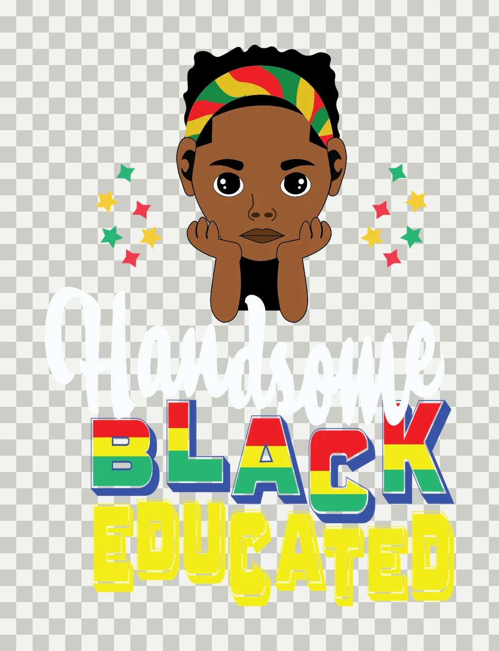 Handsome Black Educated Silhouette Graphic person stars typography transparency and detail preview thumbnail