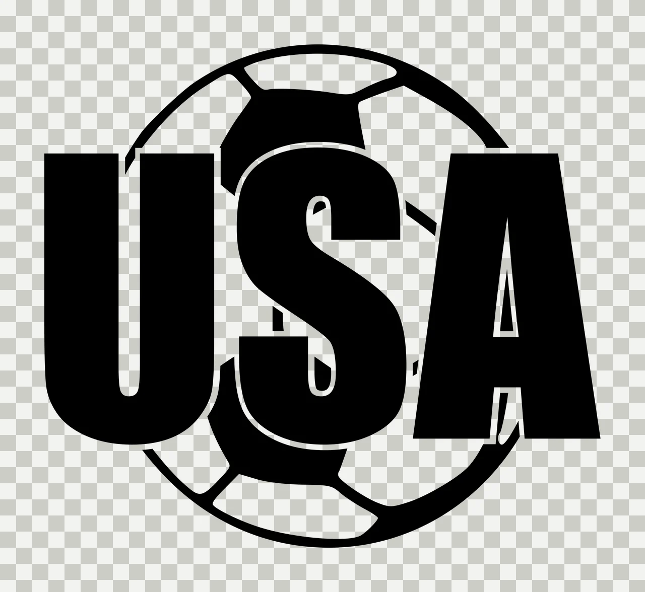 USA USA soccer Design with USA text, soccer ball and football pattern in black and white transparency and detail preview thumbnail