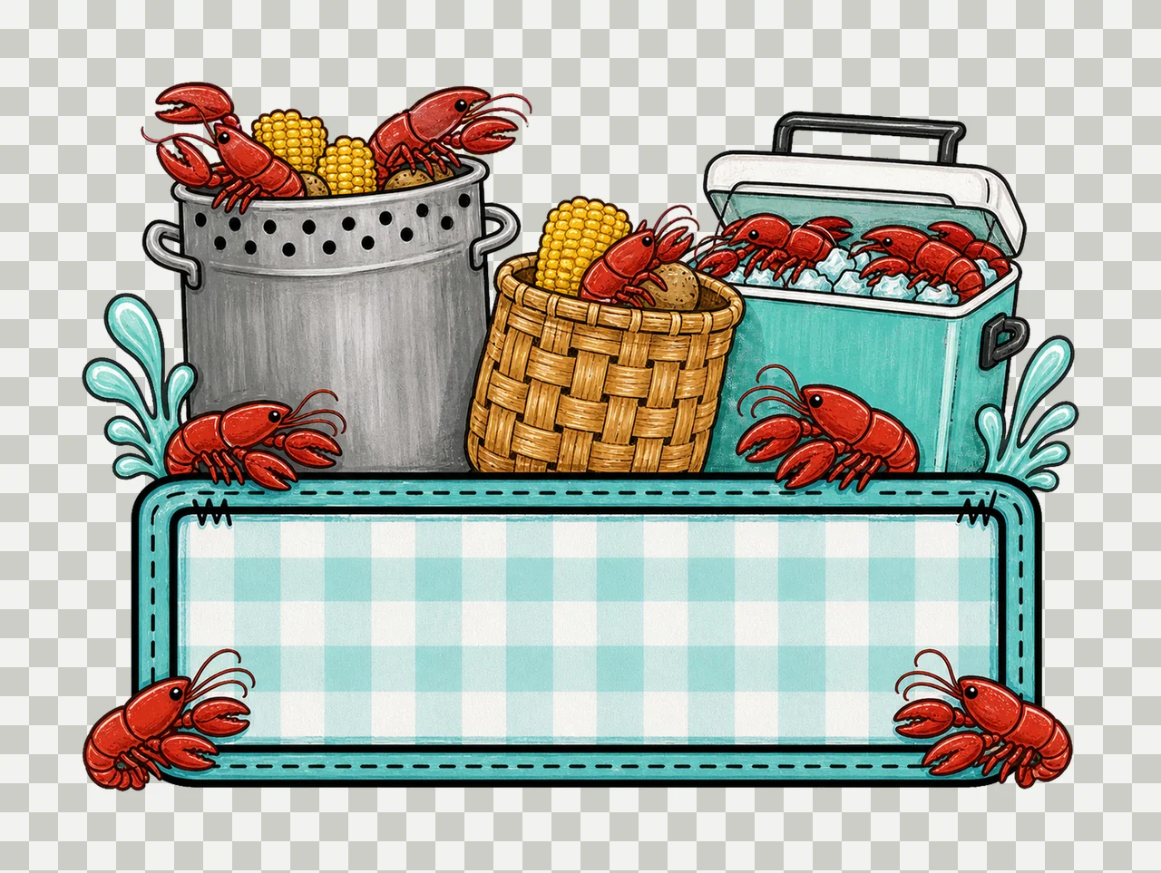 Crawfish boil with brown lab trio girl name Variation B transparency and detail preview thumbnail