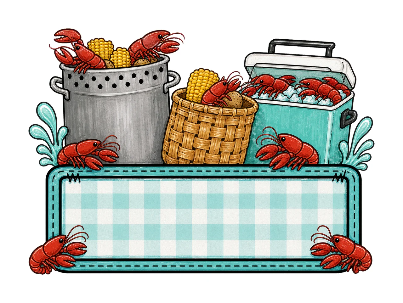 Crawfish boil with brown lab trio girl name Variation B