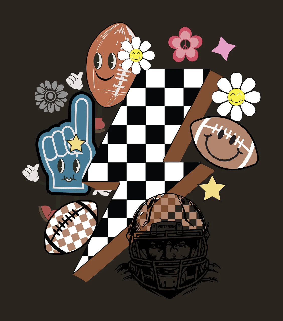 Football Flash Bolt Collage Elements layered helmet flower contrast preview thumbnail