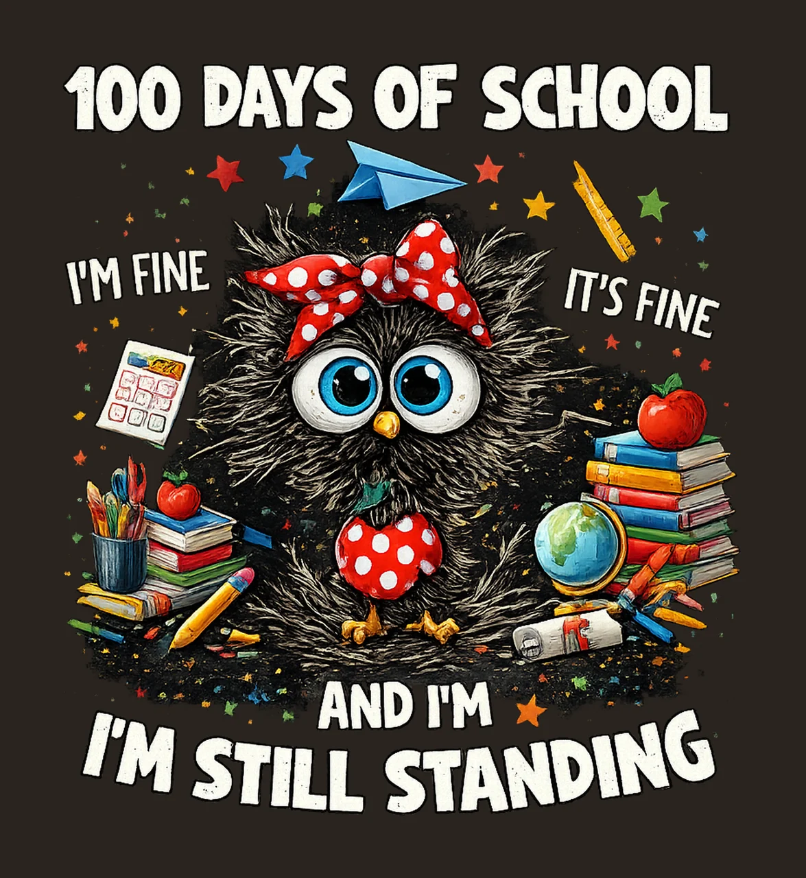 Funny 100 Days of School Cat Teacher Humor Design contrast preview thumbnail