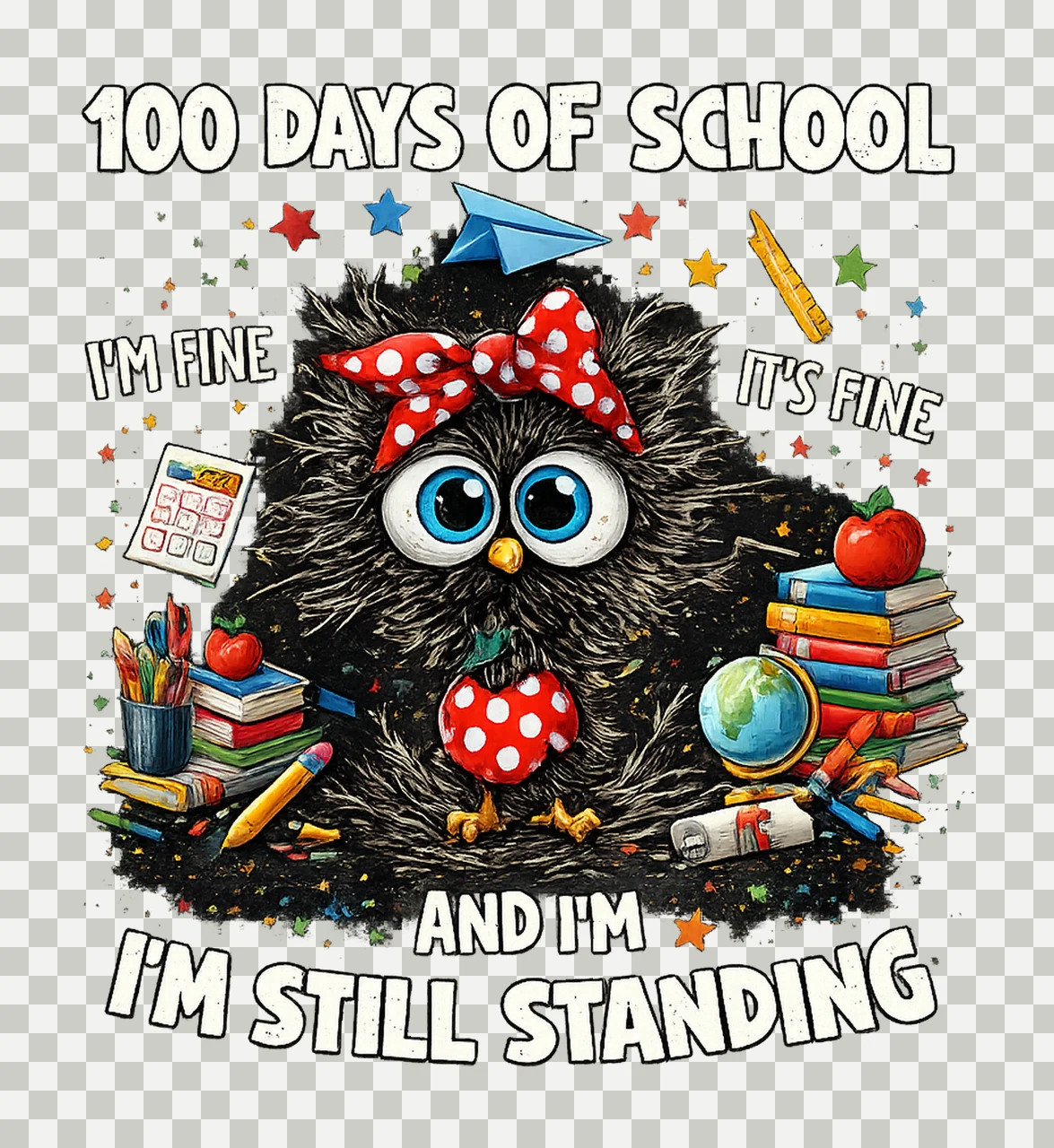 Funny 100 Days of School Cat Teacher Humor Design transparency and detail preview thumbnail