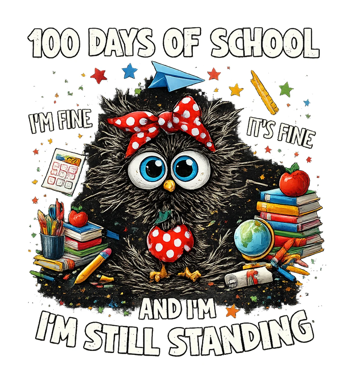 Funny 100 Days of School Cat Teacher Humor Design