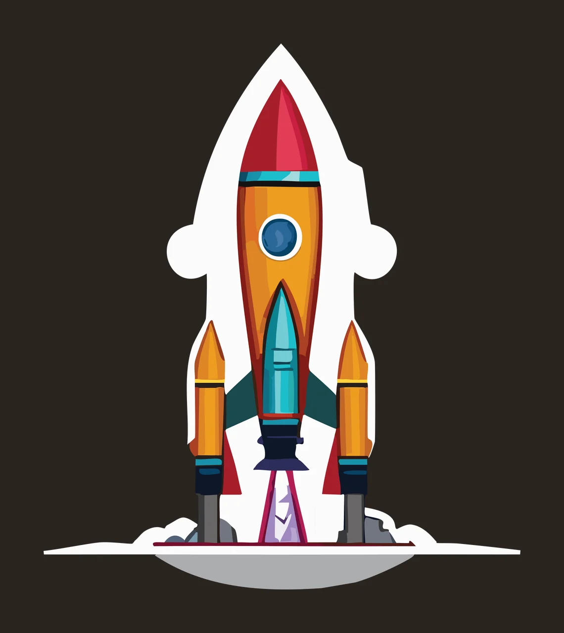 Space Rocket Ship Silhouette Taking Off smoke graphic black contrast preview thumbnail