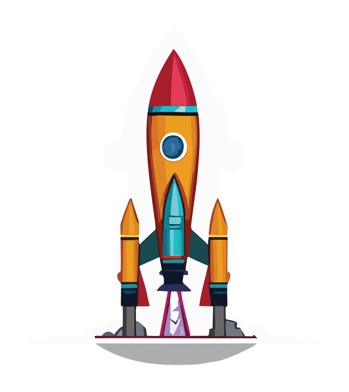 Space Rocket Ship Silhouette Taking Off smoke graphic black