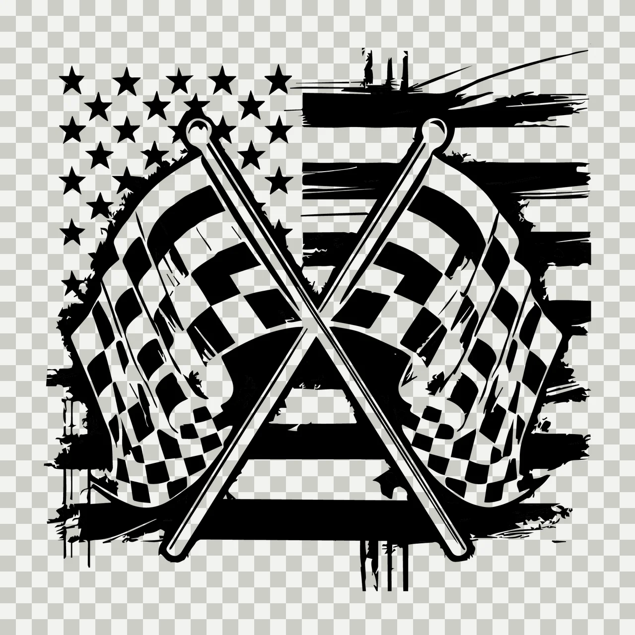 Flag Crossed Checkered Flags With Background crossing star transparency and detail preview thumbnail