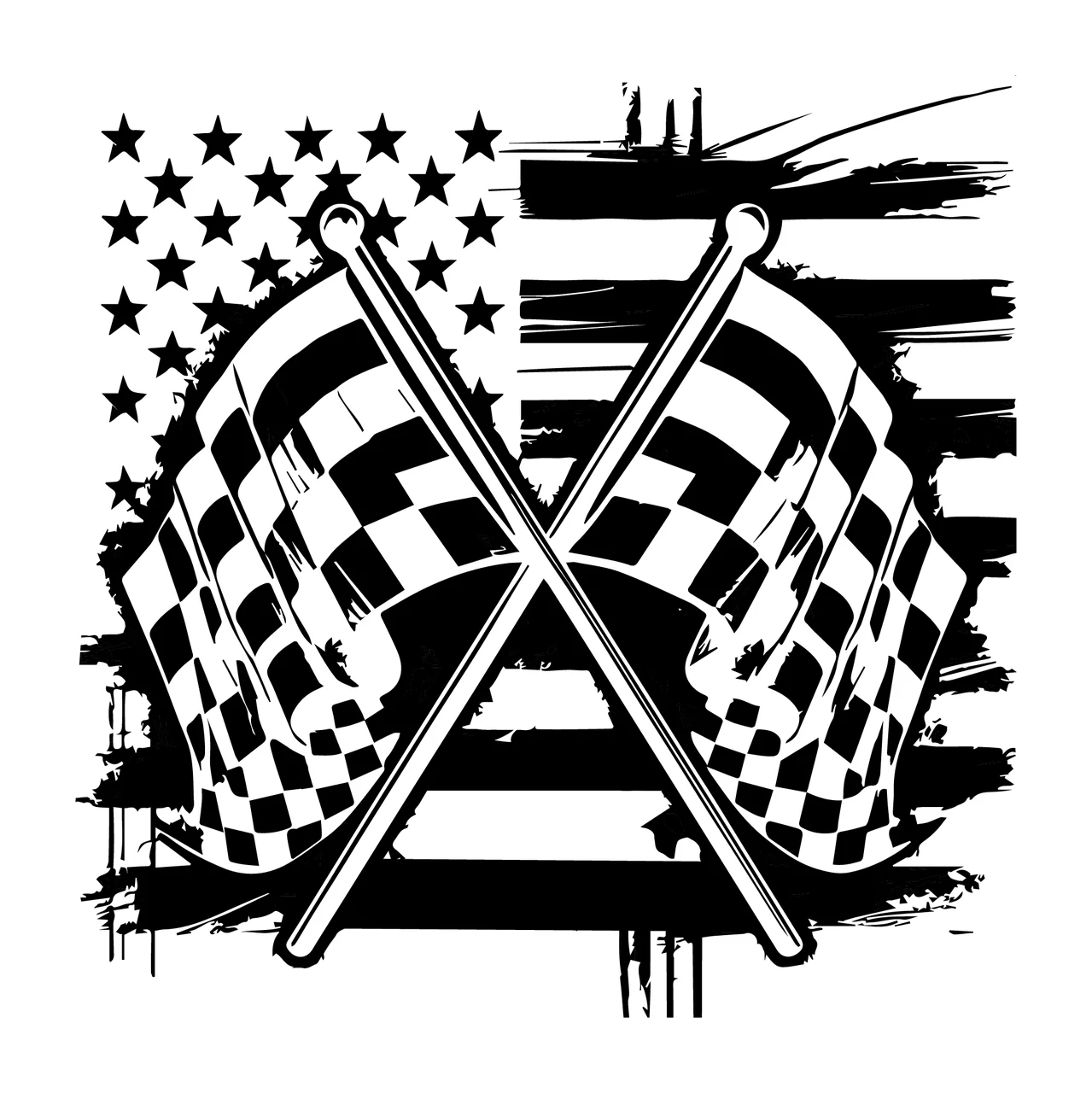 Flag Crossed Checkered Flags With Background crossing star