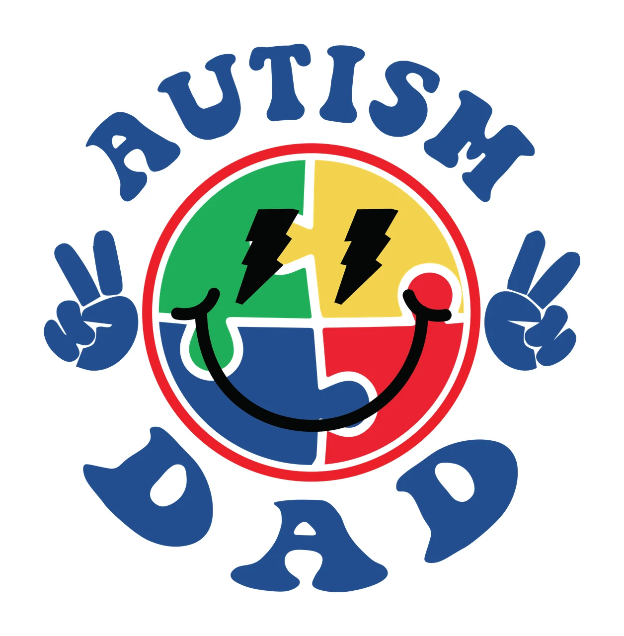 Autism Dad Text With Puzzle Piece circle hand gesture black