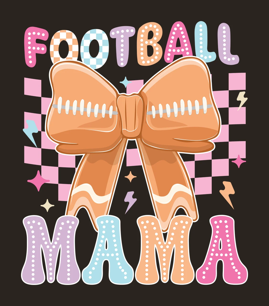 Football Mama Dots Black Bow Silhouette With Text displaying contrast preview thumbnail