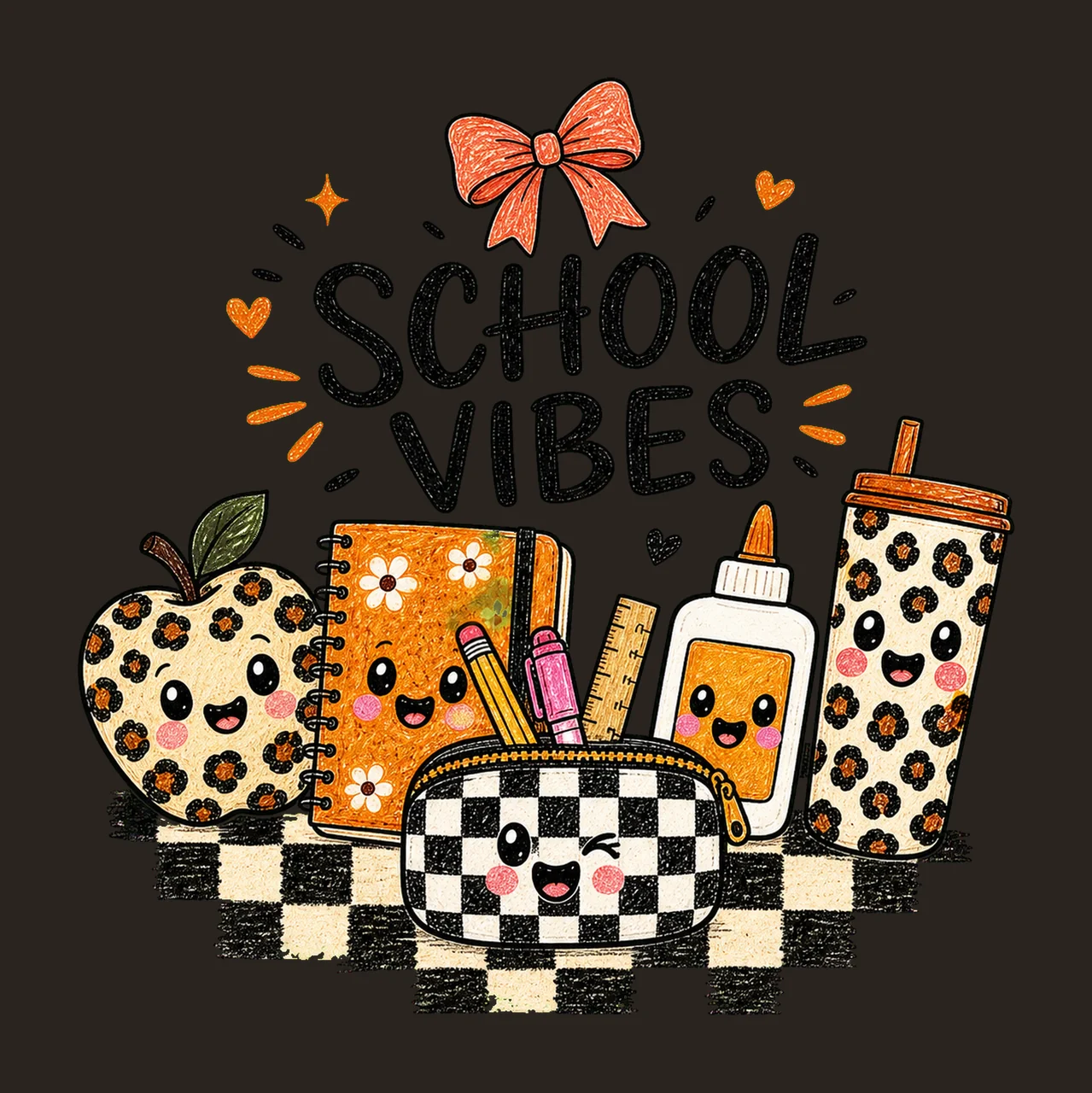School Doodle Teacher Life Be Kind Teacher Variation A contrast preview thumbnail