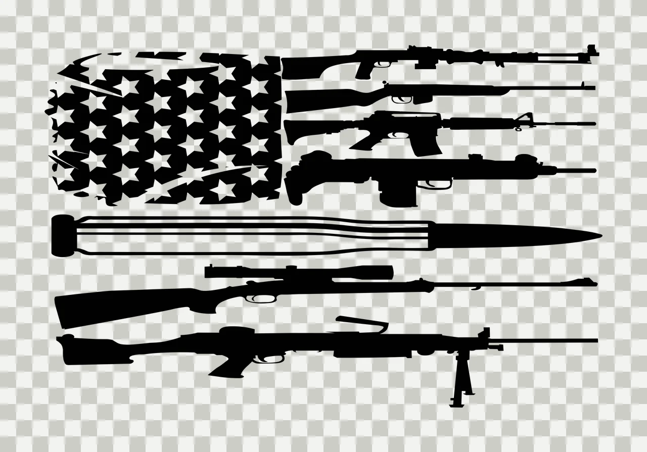 Flag Themed Firearms And Ammunition Composition stacked stars transparency and detail preview thumbnail