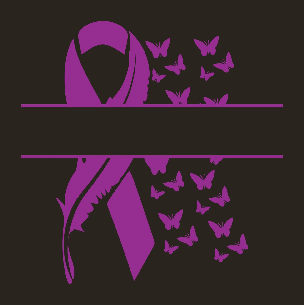 Ribbon With Butterflies And Feather Detail blank banner silhouette contrast preview thumbnail