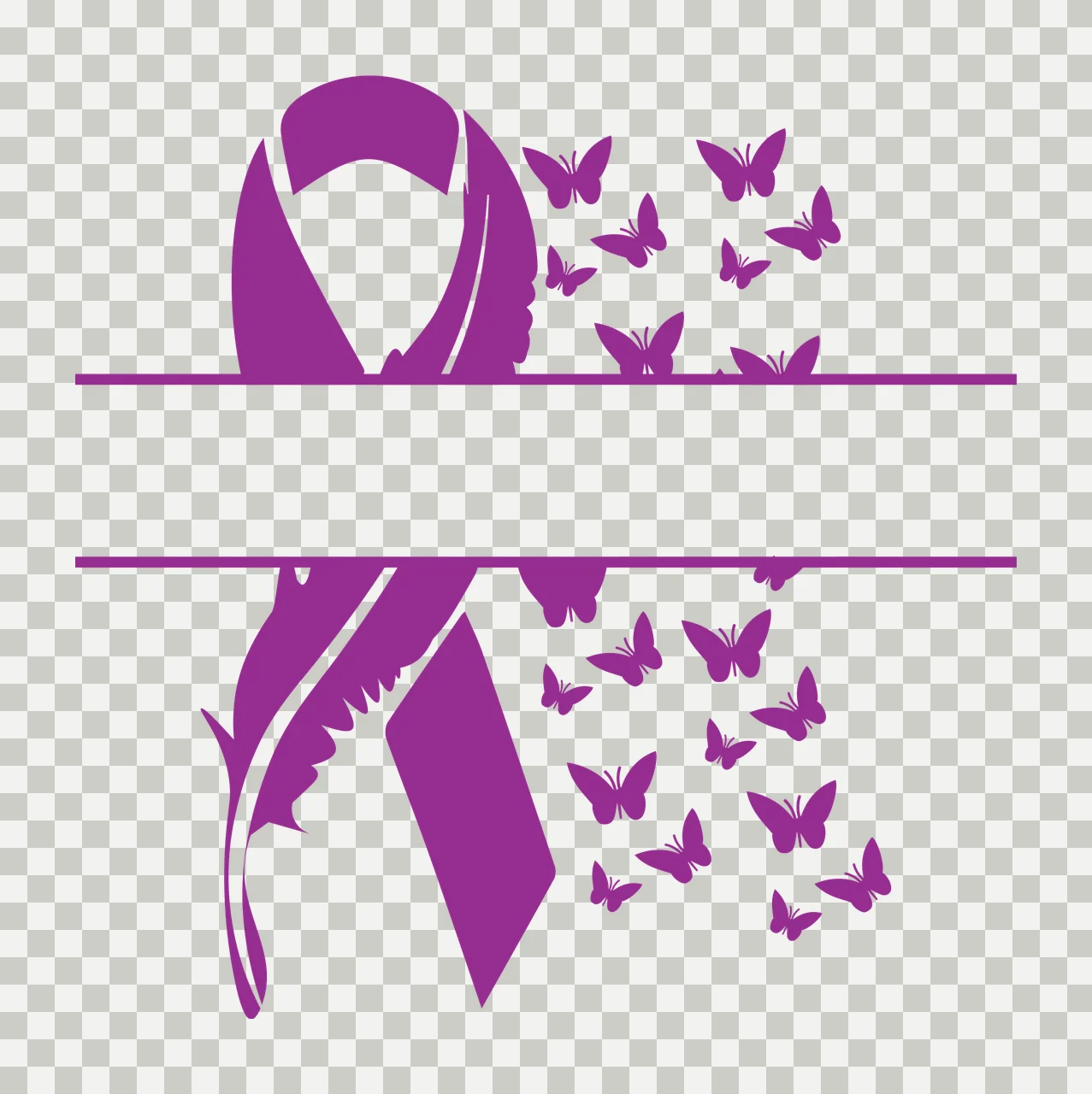 Ribbon With Butterflies And Feather Detail blank banner silhouette transparency and detail preview thumbnail