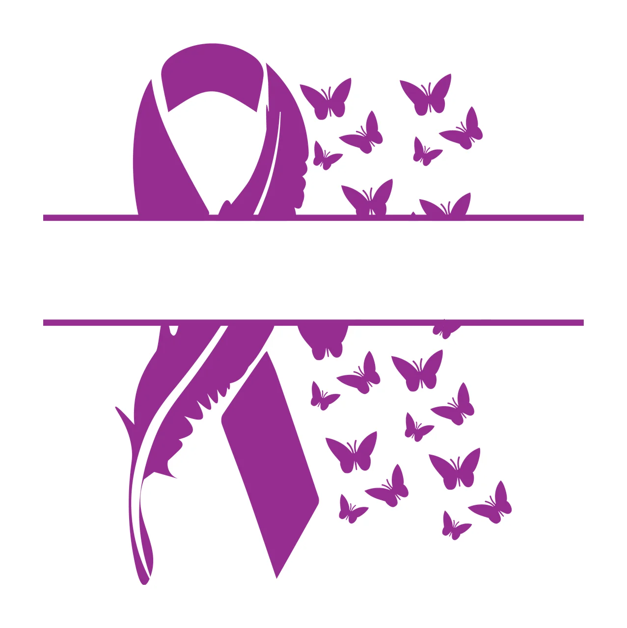Ribbon With Butterflies And Feather Detail blank banner silhouette