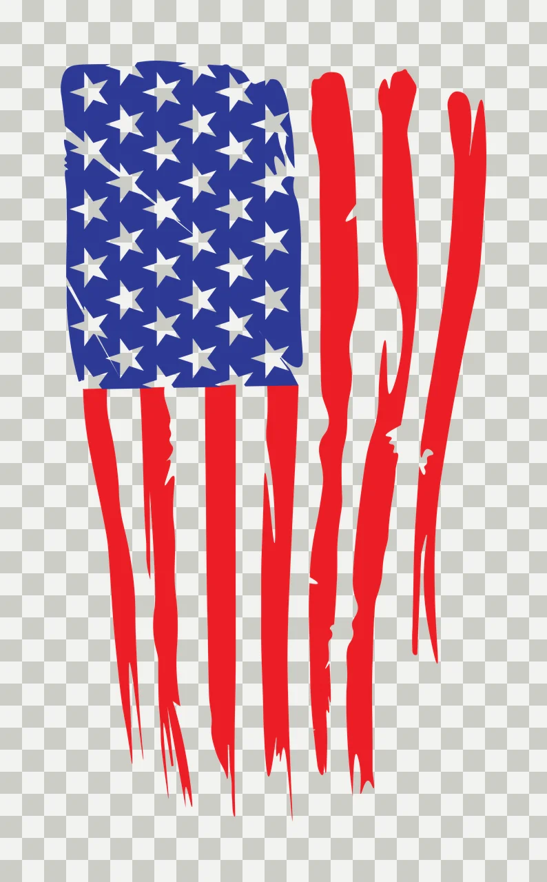 Flag American With Distressed Stripes waving stars lines black transparency and detail preview thumbnail