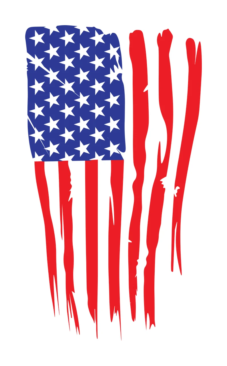 Flag American With Distressed Stripes waving stars lines black