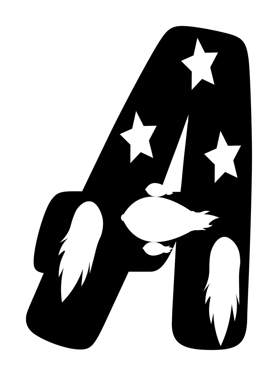Space Letter A Enclosing With Star And Planet
