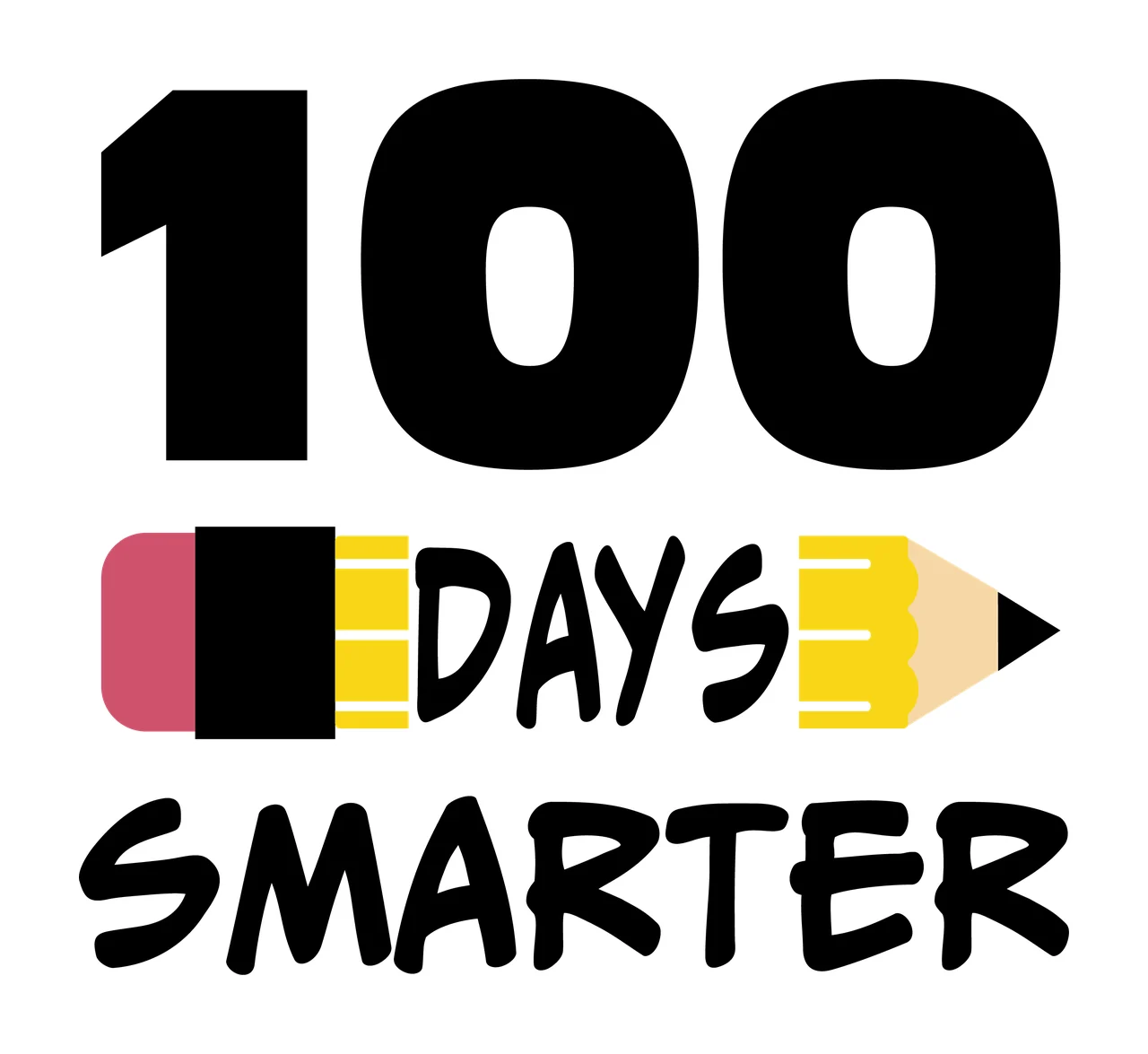 100 Days Smarter Educational Quote Composition With Stylized presented