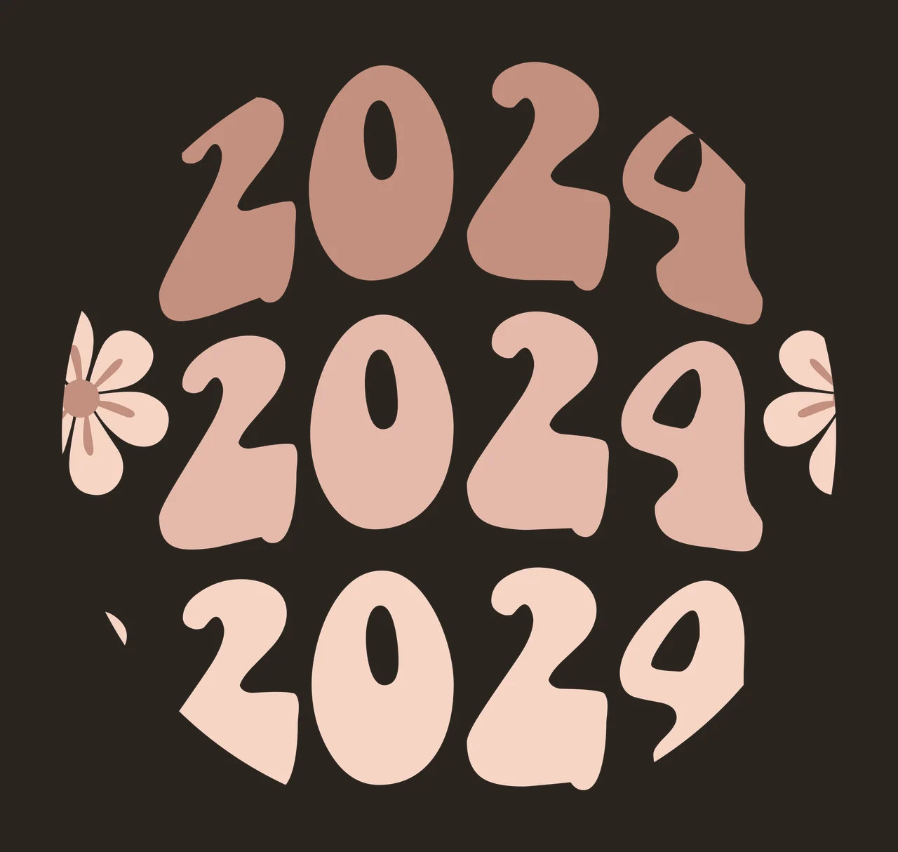 Keychain 2024 2029 2029 Graphic Round Motif numbers flowers contrast preview thumbnail
