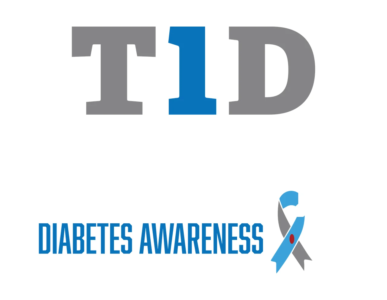 Ribbon Warrior T1D Warrior Diabetes Awareness Text Symbol and