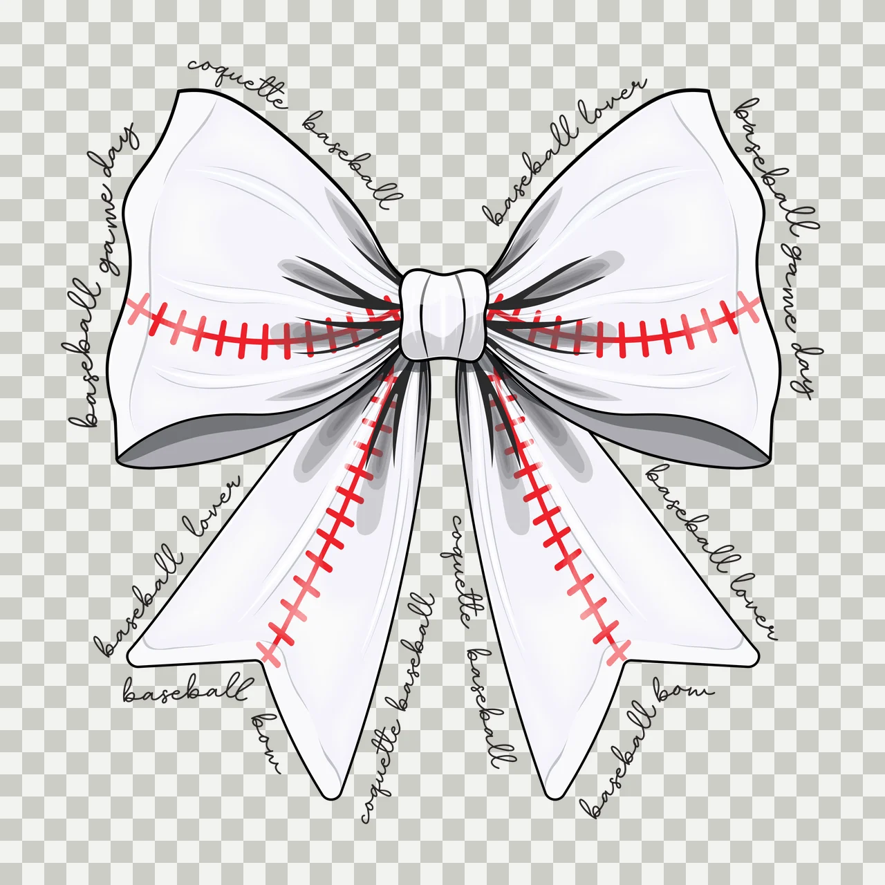 Bow Large Black Silhouette With Repeating Themed Cursive Variation transparency and detail preview thumbnail