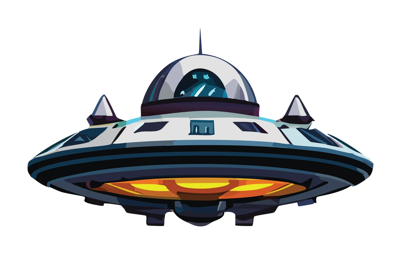 Symmetrical Domed Flying Object Silhouette hovering dome protrusions