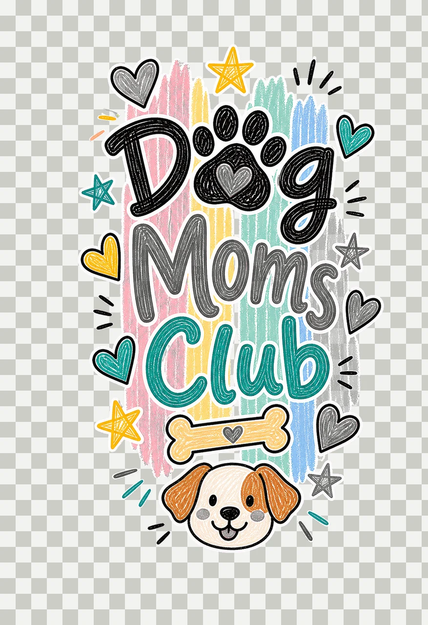 Dog Moms Club Doodle sublimation instant shirt Variation B transparency and detail preview thumbnail