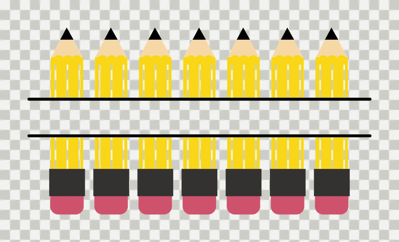Pencils Arranged In Parallel With Lines And Pencil transparency and detail preview thumbnail