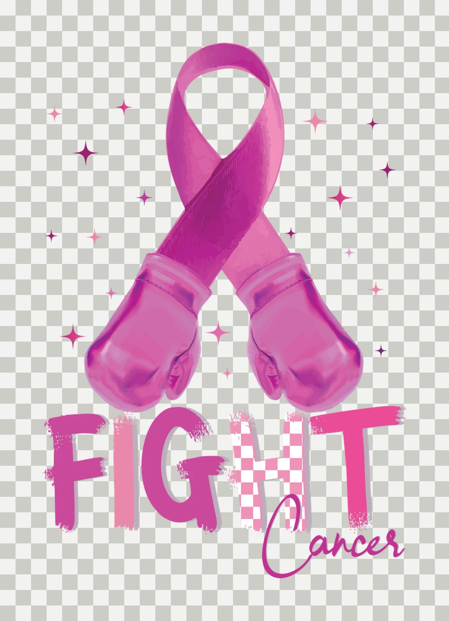 Fight Cancer Ribbon Boxing Graphic gloves dots squares stars transparency and detail preview thumbnail