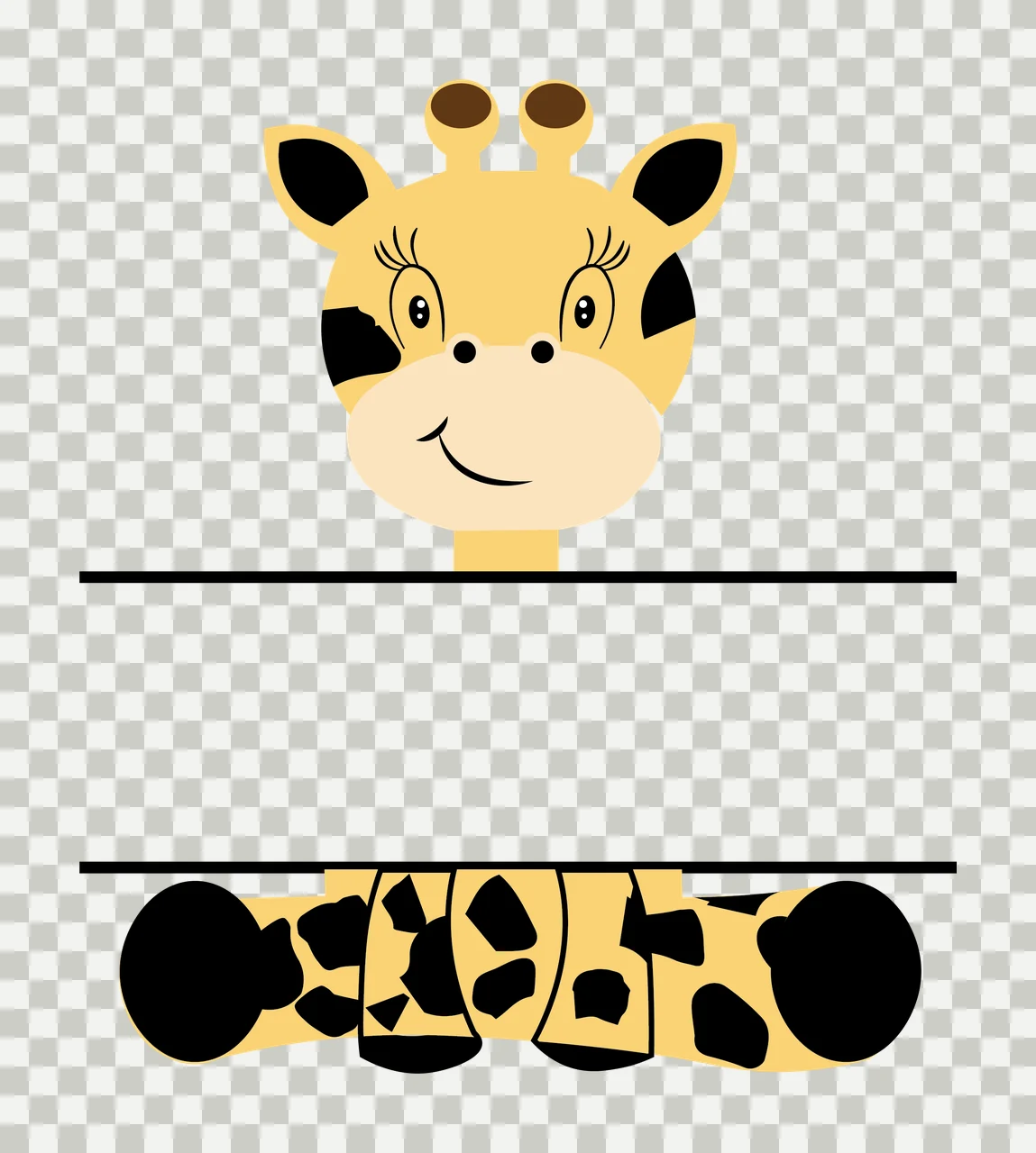 Animal Giraffe Silhouette With Banner head black white transparency and detail preview thumbnail