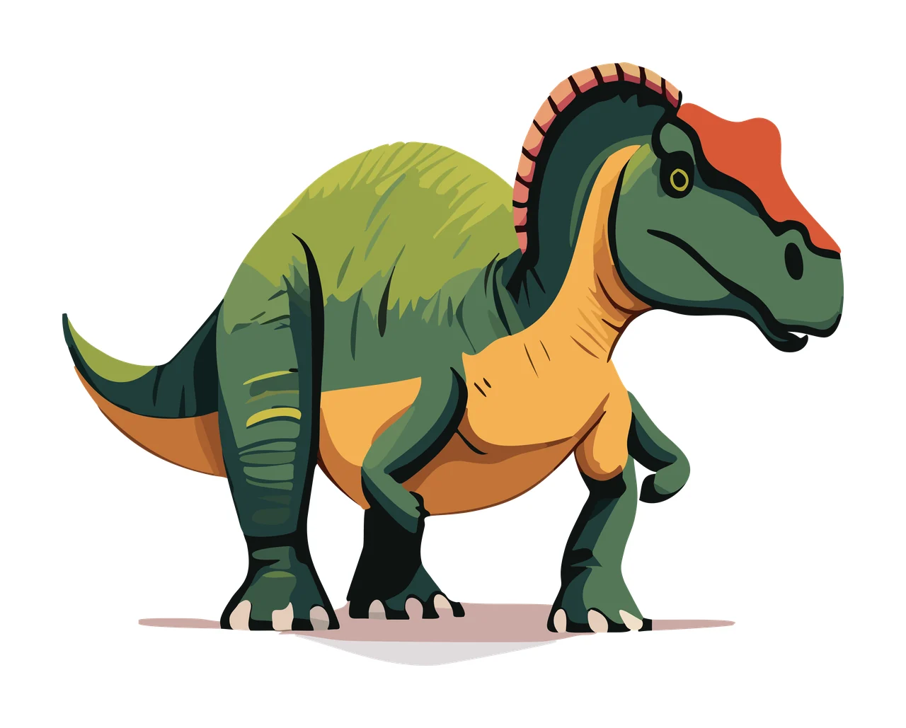 Dinosaur Silhouette Standing On Ground tail head legs black