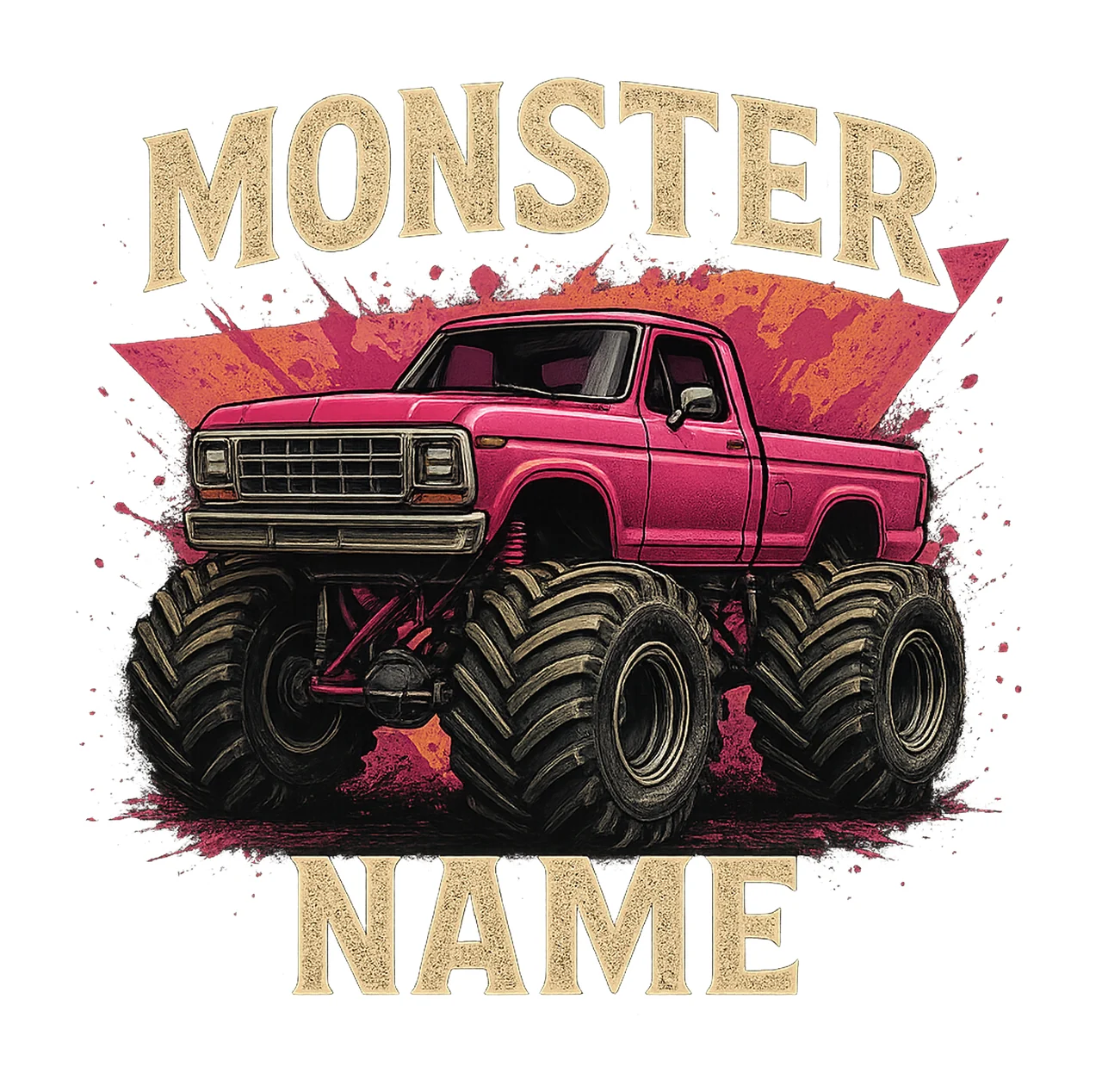 Monster Nana Sublimation Design Proud Grandma Pink Truck