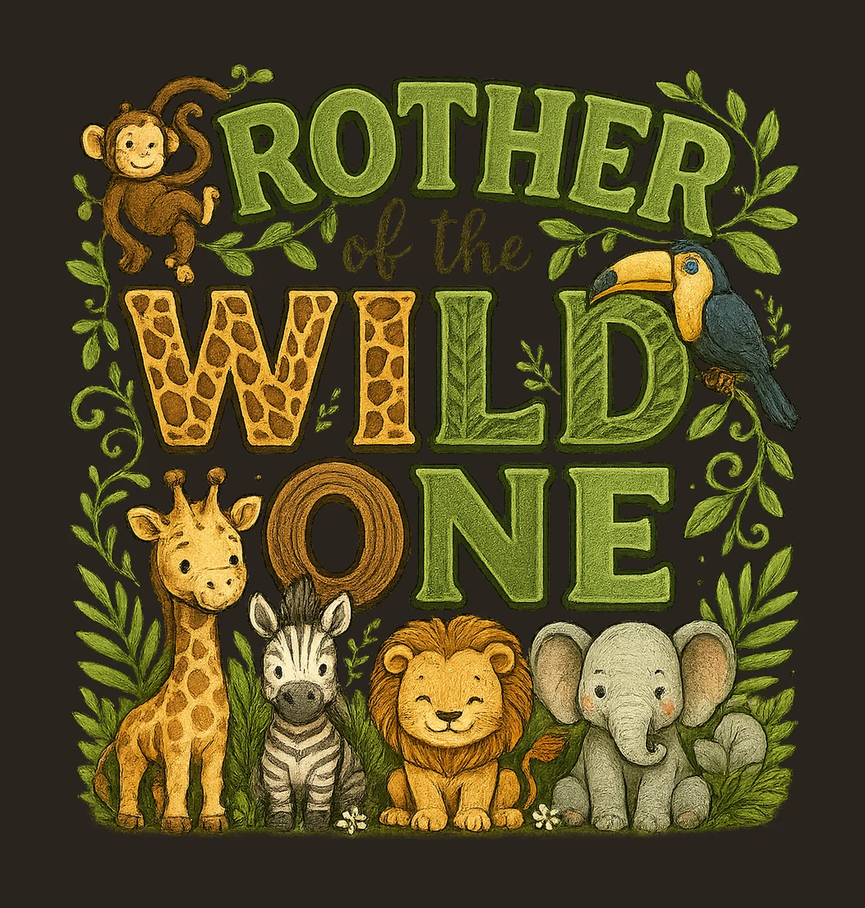 Brother of the Wild One Safari Jungle 1st Birthday Shirt contrast preview thumbnail