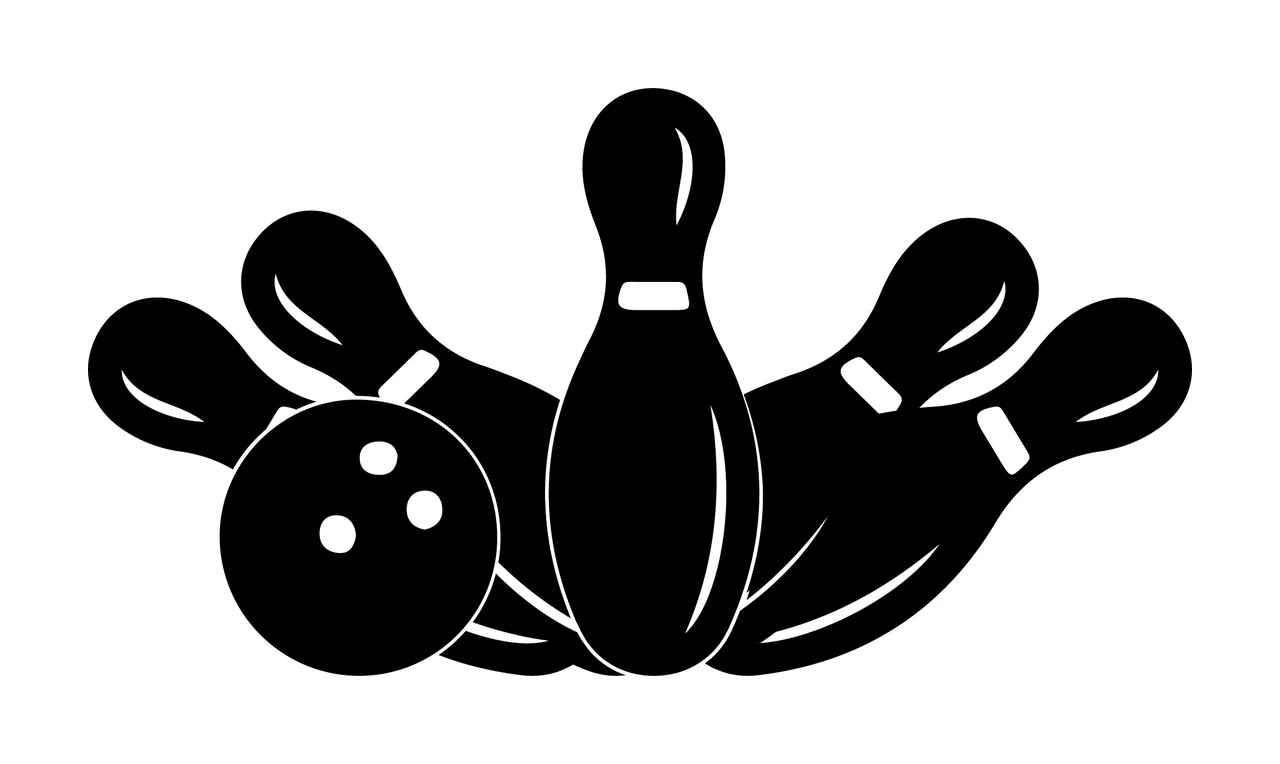 Bowling Equipment With Ball And Five Pins