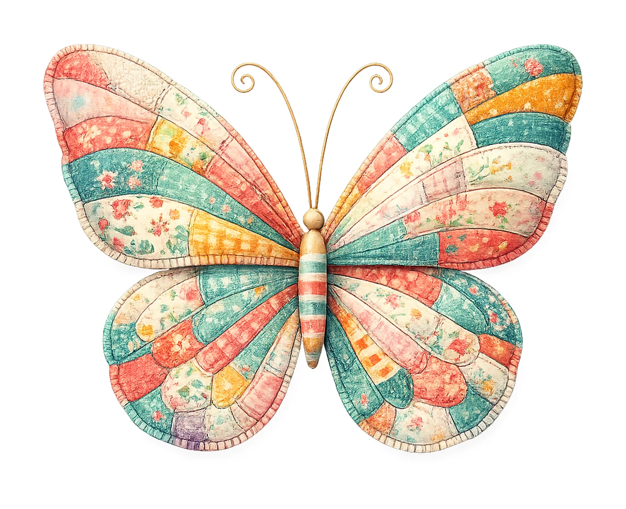 Patchwork Butterfly Colorful Butterfly Design Sublimation