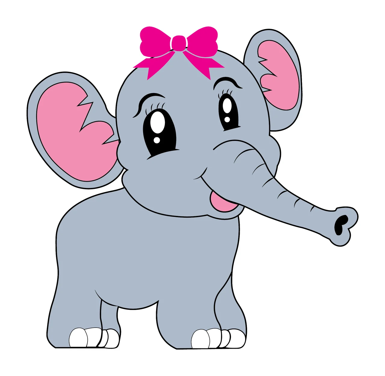 Animal Elephant Silhouette With Hair Bow standing ears trunk