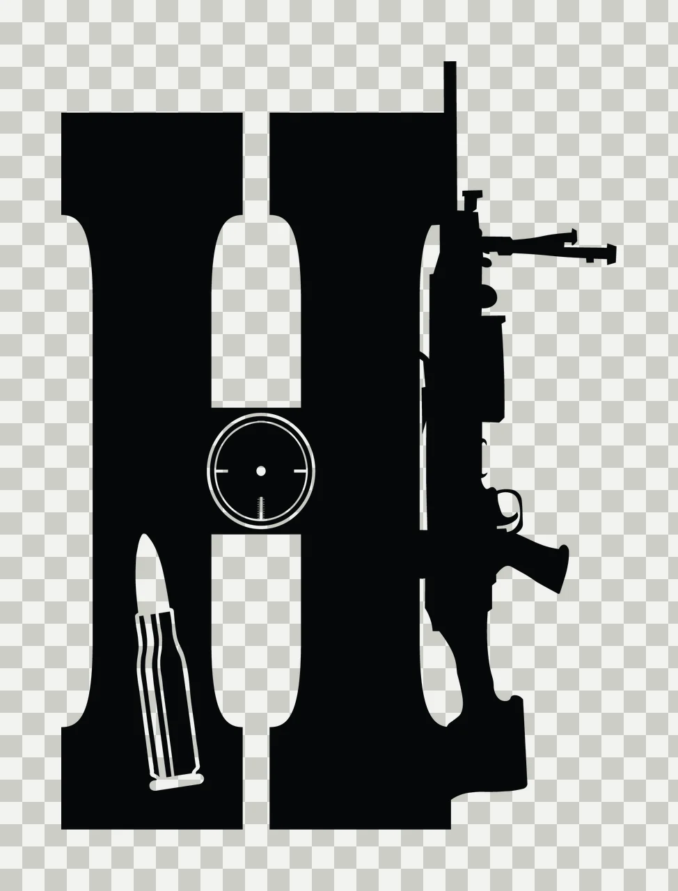 Gun Alphabet Character 23 scalable logo design icon transparency and detail preview thumbnail