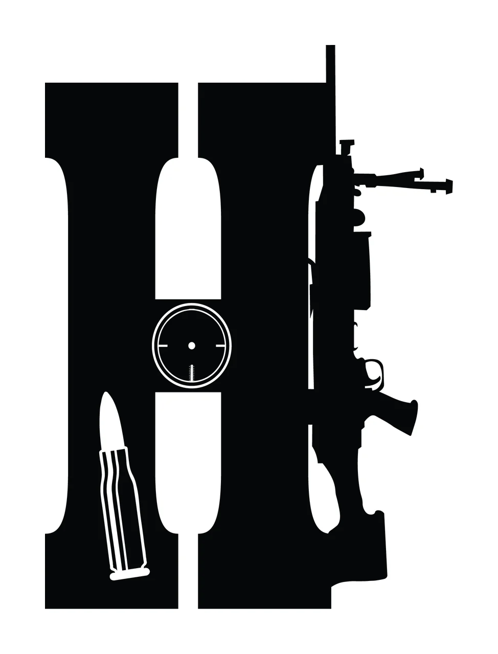 Gun Alphabet Character 23 scalable logo design icon