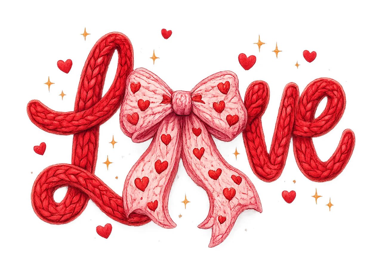 Valentines Day Love Faux Knitted Yarn Texture Valentine
